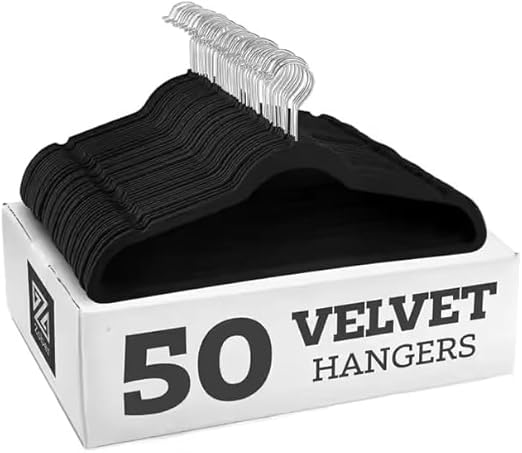 SKY-TOUCH Velvet Hangers 50 Pack - Non-Slip Premium Hangers for Clothes