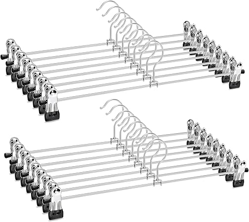 Metal Pants Hangers with Non-Slip Clips, Space-Saving, 40cm – 20 Pack