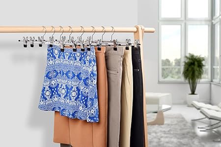 Metal Pants Hangers with Non-Slip Clips, Space-Saving, 40cm – 20 Pack