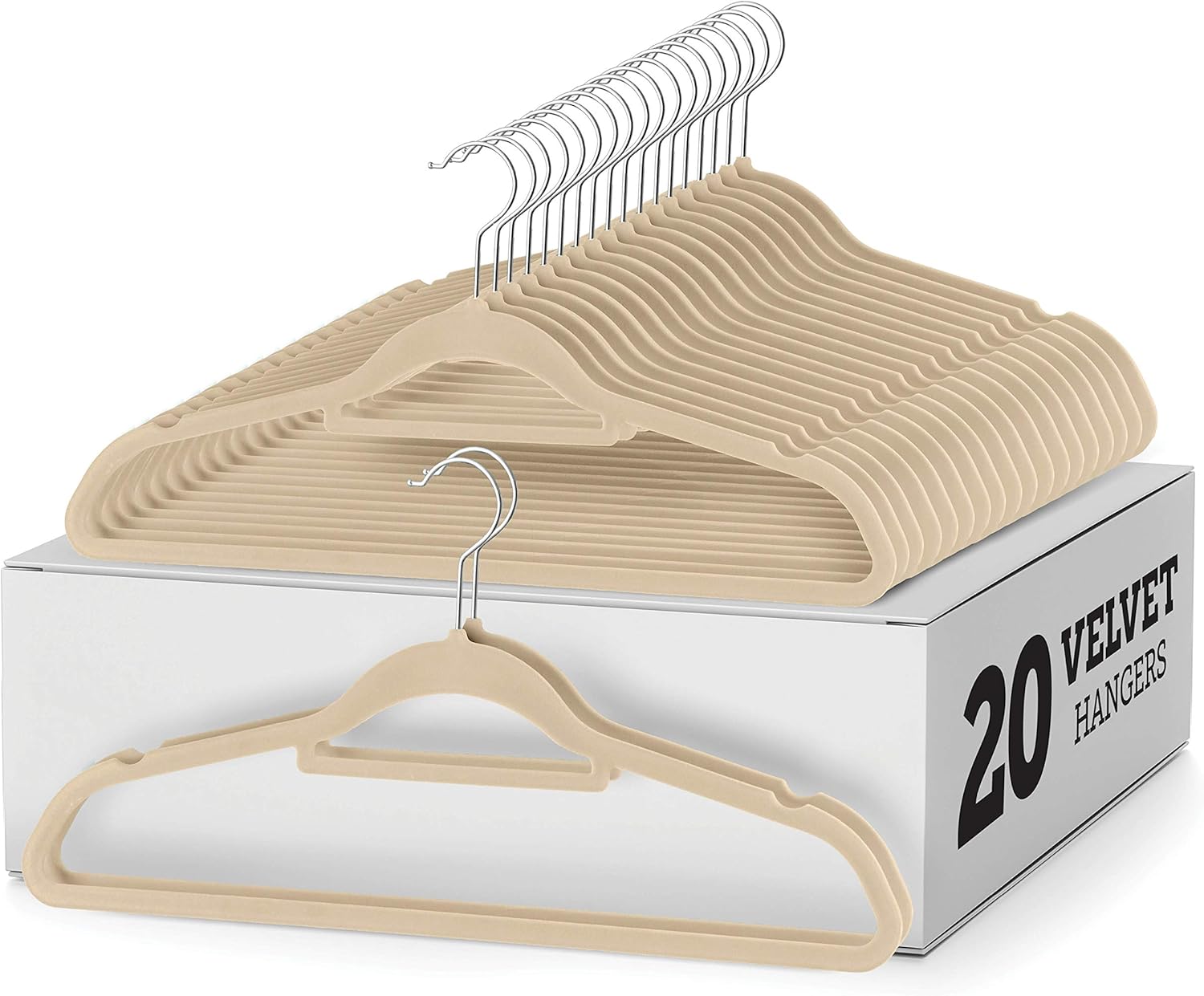 Premium Velvet Hangers with Tie Bar 20-Pack Slim Space Saving Coat Hanger, Non Slip Wardrobe Hangers